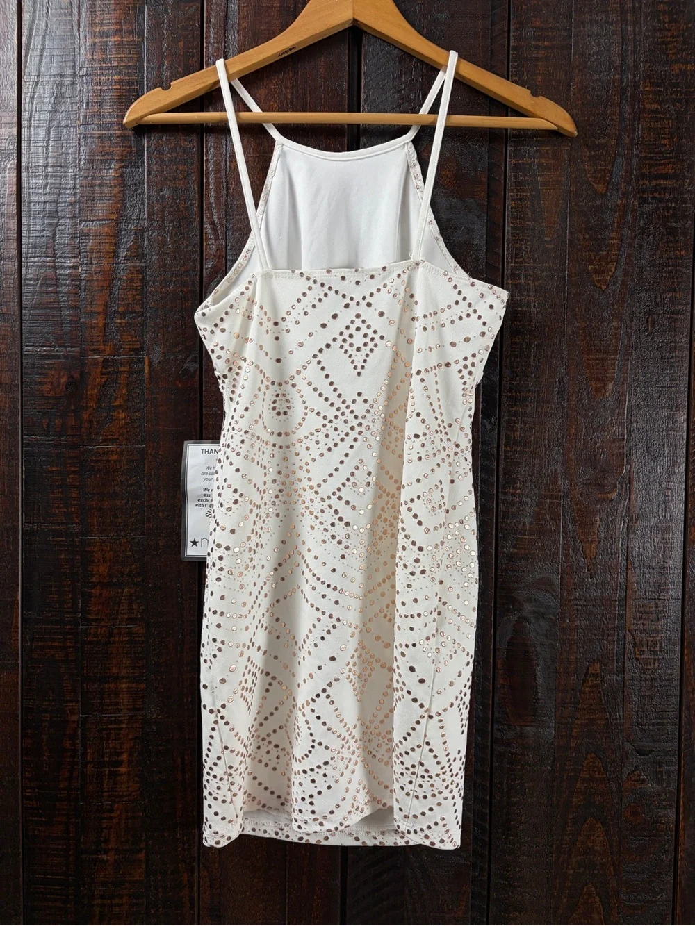 Tiana B. White Rose Gold Studded Mini Dress Size 4 - Picture 6 of 7